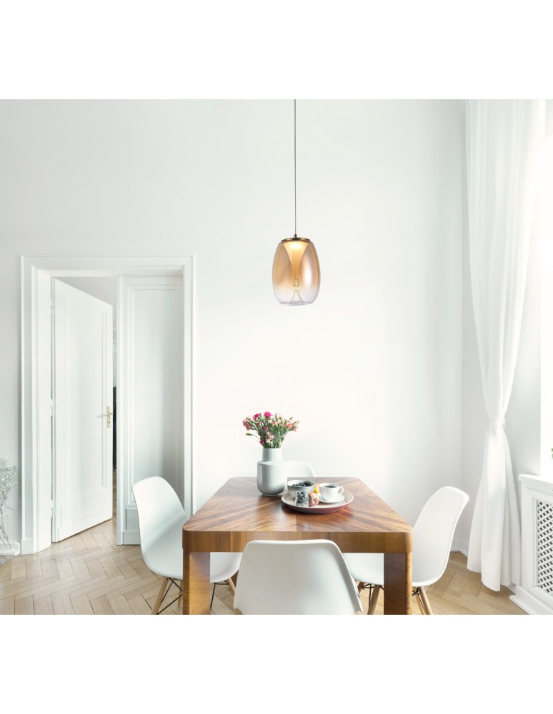 Single pendant lamps - Azzardo PAMELA 27 BRASS Amber/Brass 1xLED LED pendant AZ6185 - product kolory-swiatla.pl 2