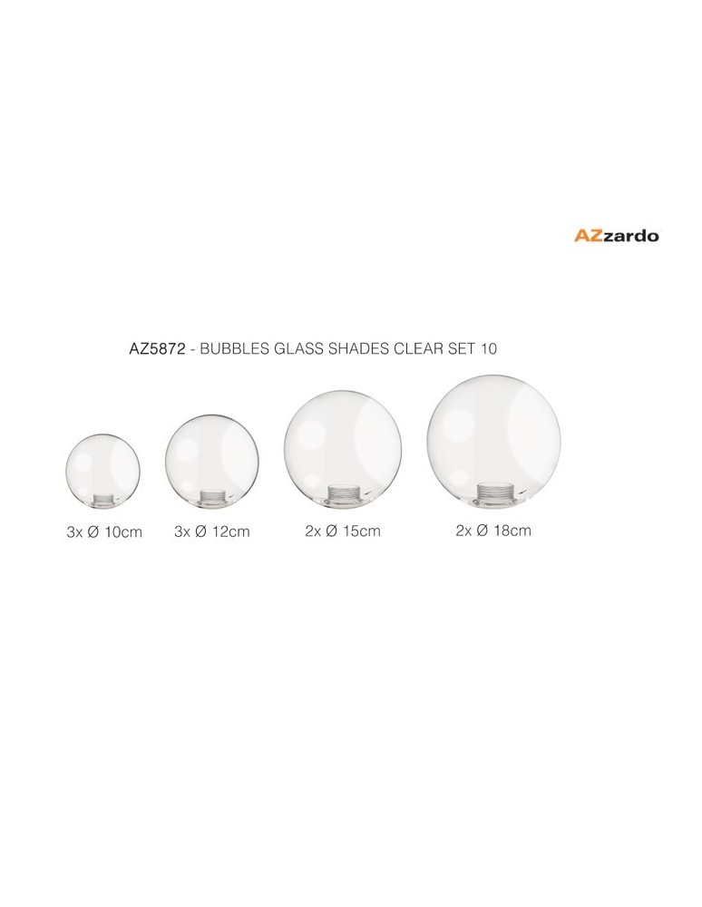 Lampshades - Azzardo BUBBLES Glass Shade Set 10 Transparent AZ5872 - product kolory-swiatla.pl 1