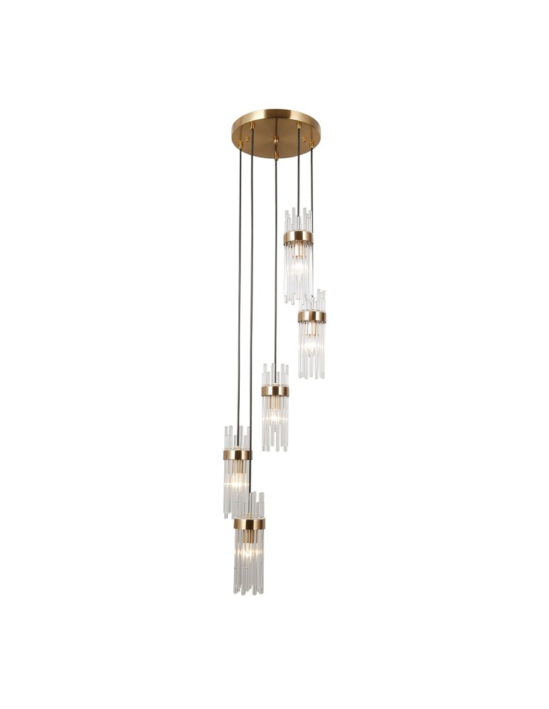 5 point pendant lamps - ITALUX Taraso Pendant 5xE14 40W Gold PND-40760-5-HBR - product kolory-swiatla.pl 1