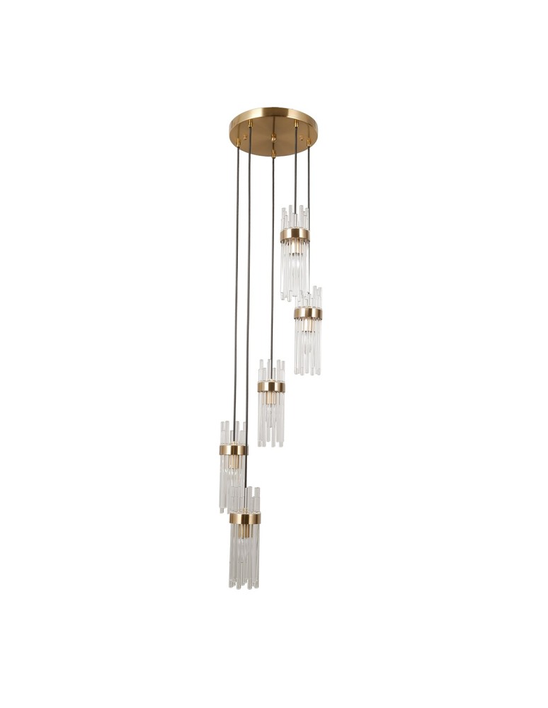 5 point pendant lamps - ITALUX Taraso Pendant 5xE14 40W Gold PND-40760-5-HBR - product kolory-swiatla.pl 2