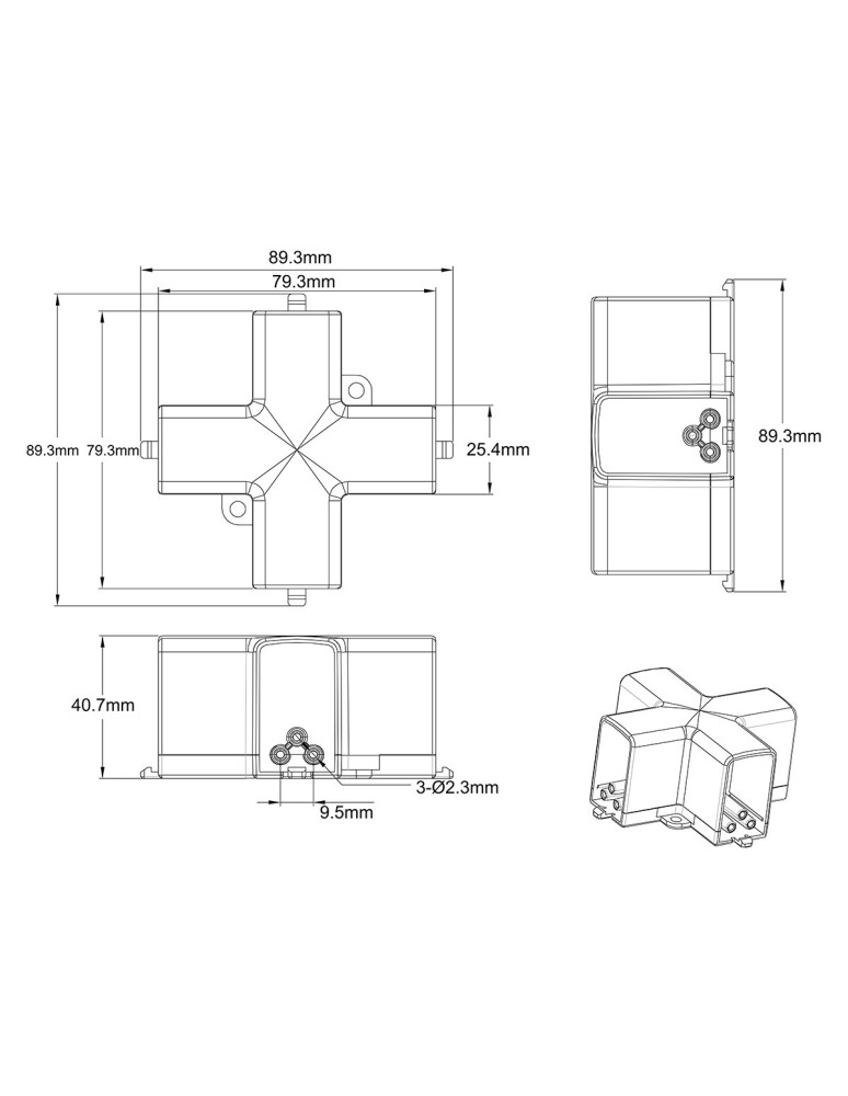 LED light lines - Light Prestige X mechanical switch for Geometric System New modular lighting LP-0209 switch X empty - product kolory-swiatla.pl 2