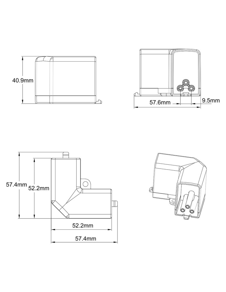 Light Prestige Łącznik L 90 mechaniczny do oświetlenia modułowego Geometric System New LP-0209 łącznik L90 empty