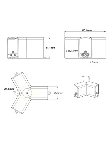Light Prestige 3L 120 mechanical switch for Geometric System New modular lighting LP-0209 switch 3L120 empty - product 2