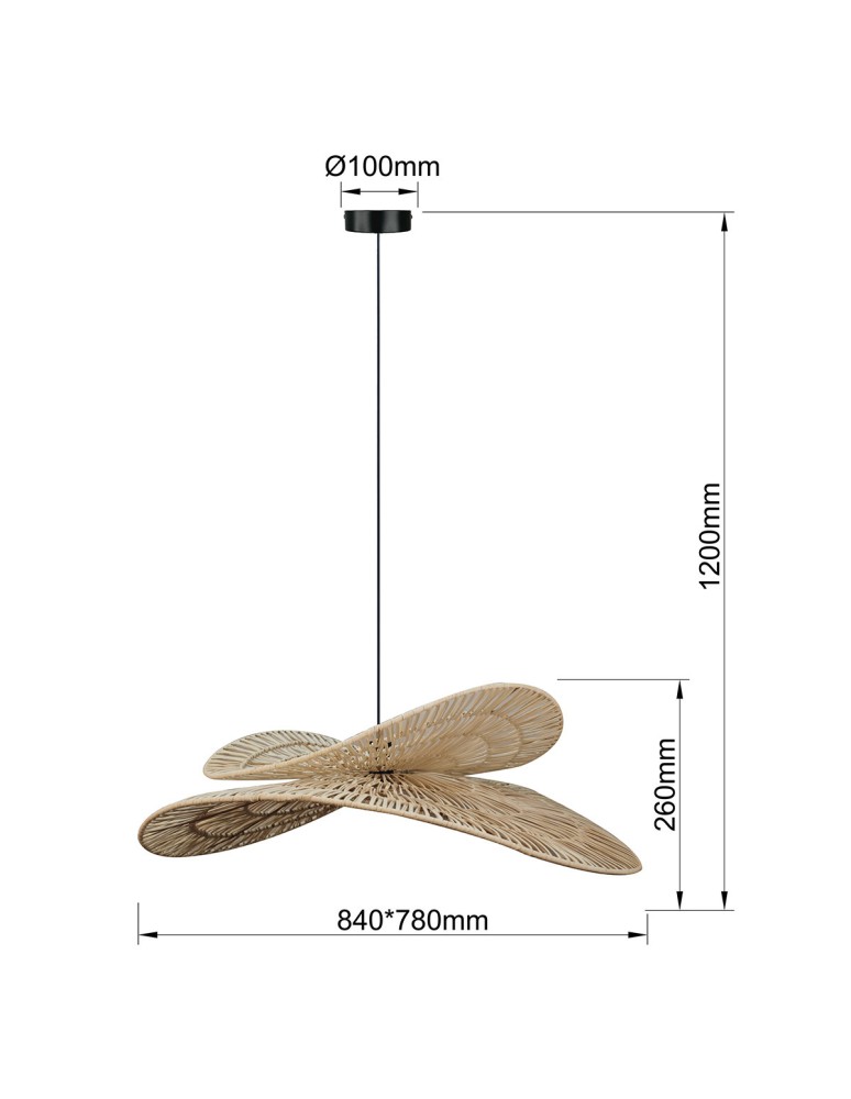 Light Prestige Rattanowa lampa wisząca Raya naturalna 1xE27 LP-2704/1P NT