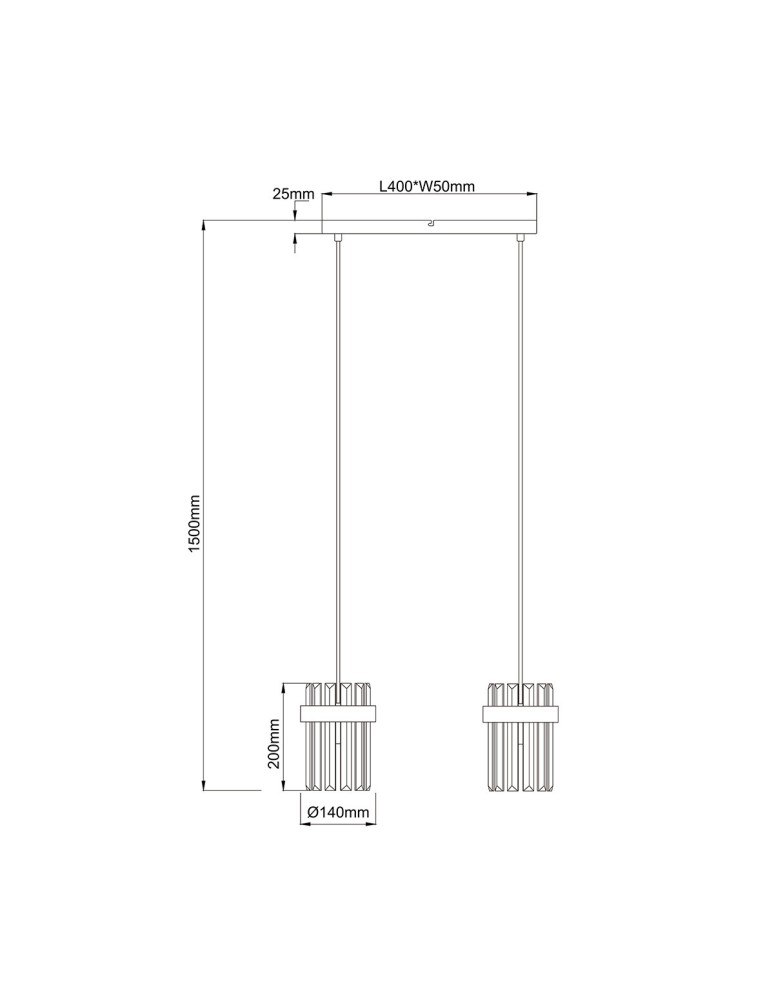 Light Prestige Lampa wisząca Vetro złota 2xE14 LP-2910/2L GD