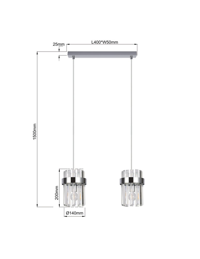 Pendant lamps - Light Prestige Vetro chrome pendant lamp 2xE14 LP-2910/2L CH - product kolory-swiatla.pl 4