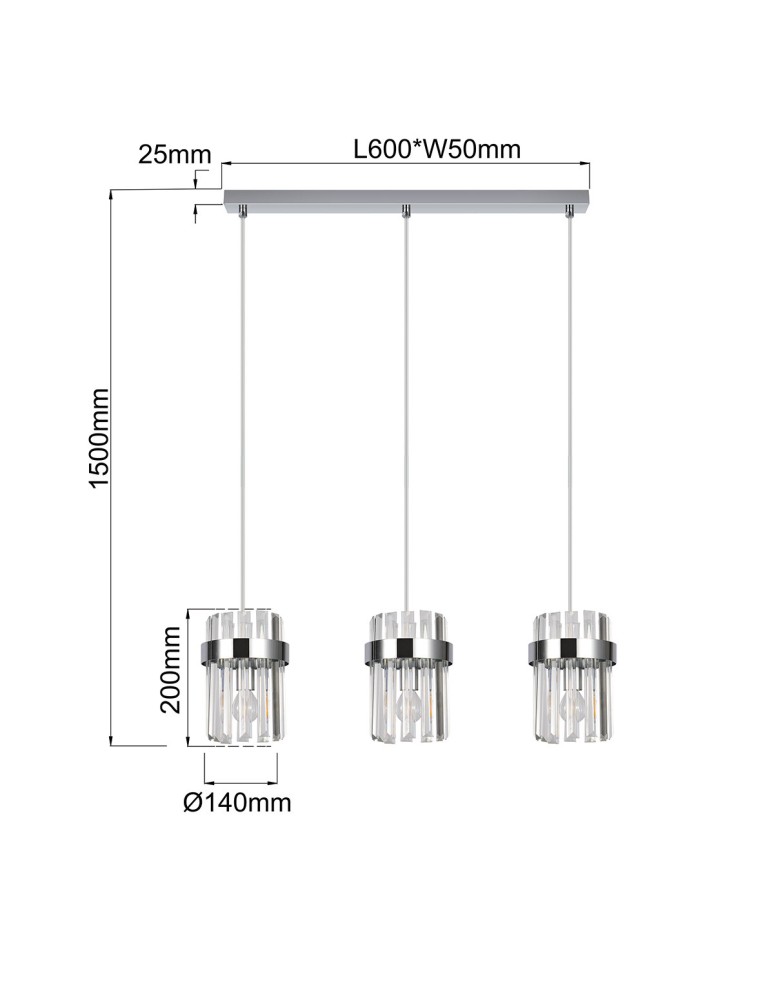 Pendant lamps - Light Prestige Vetro chrome pendant lamp 3xE14 LP-2910/3L CH - product kolory-swiatla.pl 4