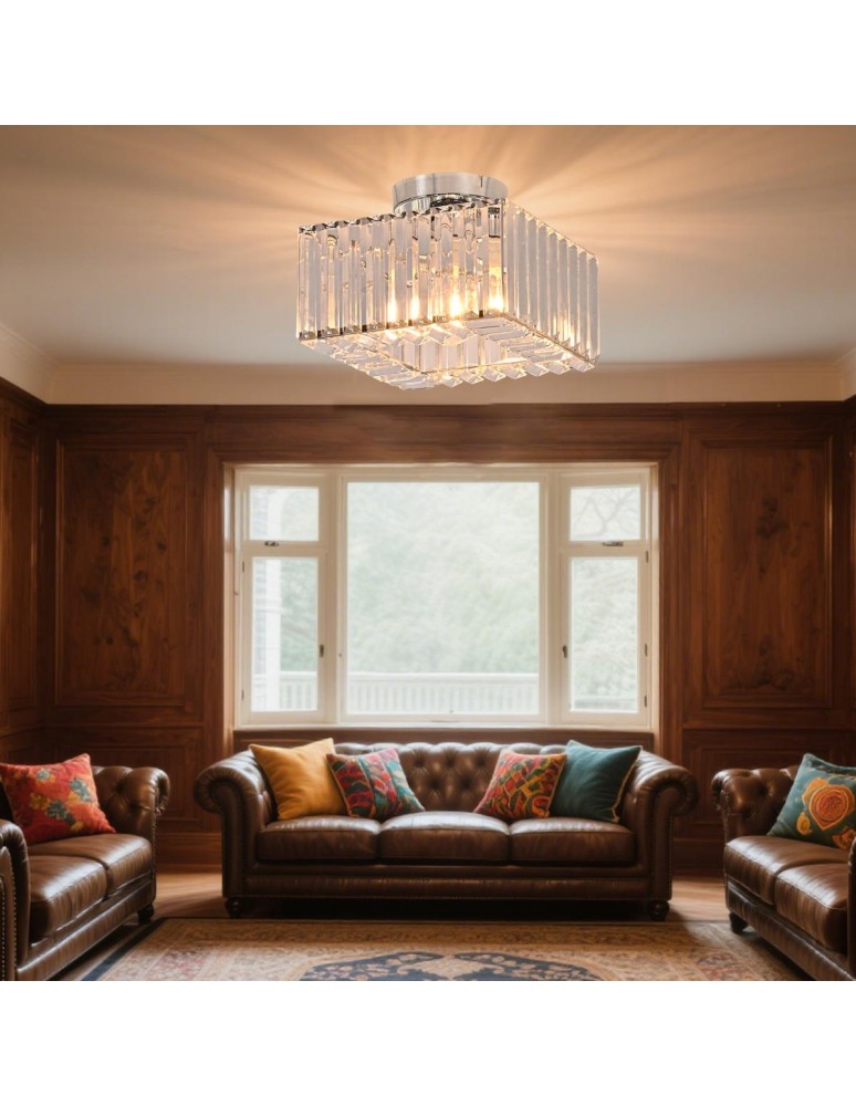 Ceiling lamps with crystals - Light Prestige Vetro square plafond chrome 1xE27 LP-2910/1C CH square - product kolory-swiatla.pl 2