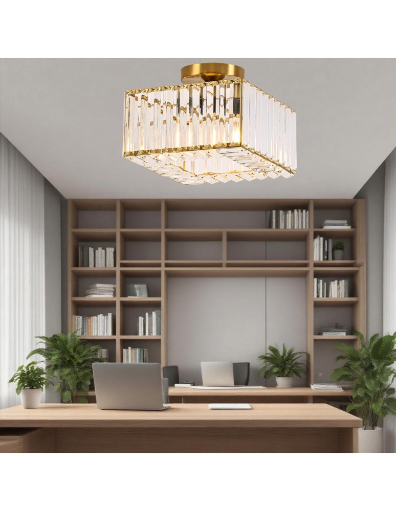 Ceiling lamps with crystals - Light Prestige Vetro square plafond gold 1xE27 LP-2910/1C GD square - product kolory-swiatla.pl 2