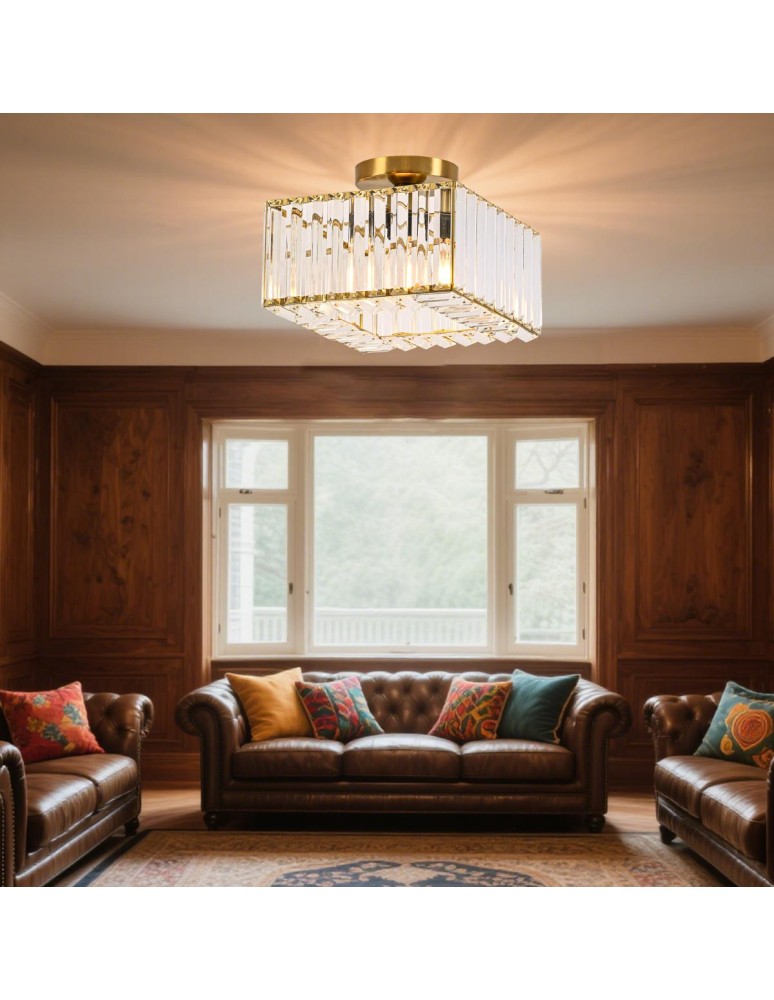Ceiling lamps with crystals - Light Prestige Vetro square plafond gold 1xE27 LP-2910/1C GD square - product kolory-swiatla.pl 3