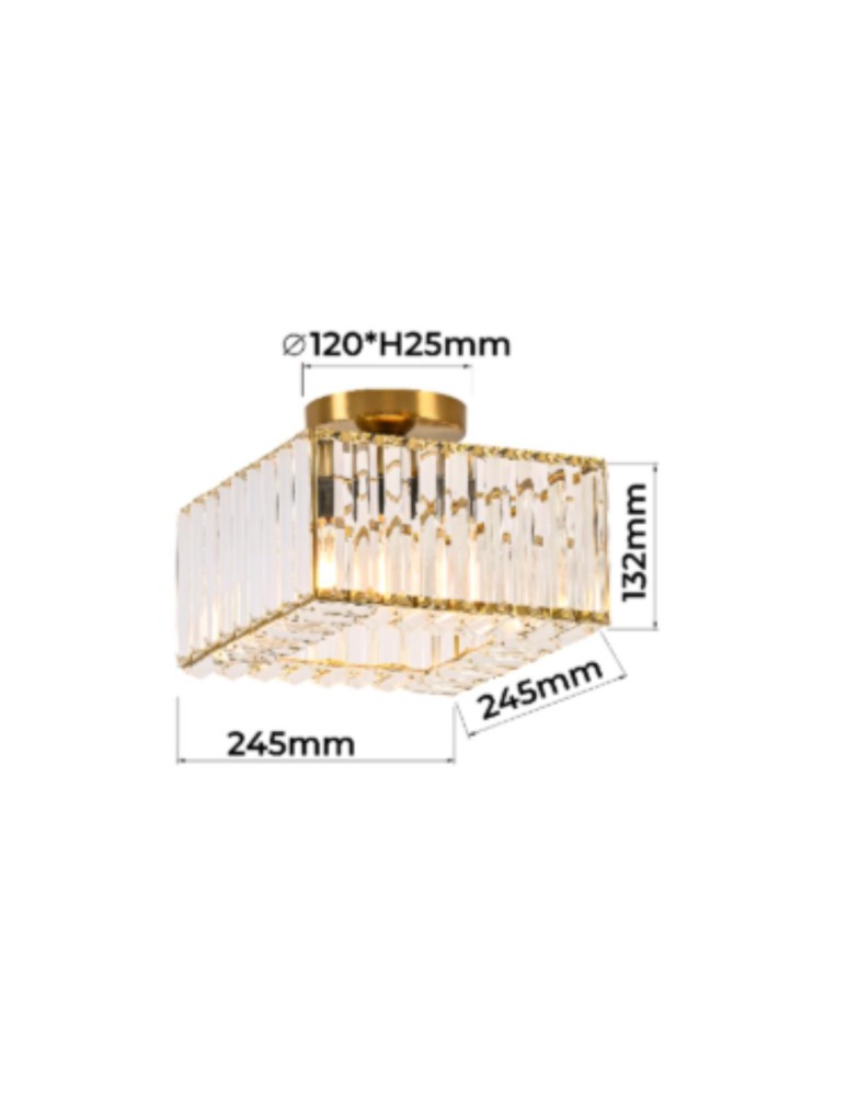 Ceiling lamps with crystals - Light Prestige Vetro square plafond gold 1xE27 LP-2910/1C GD square - product kolory-swiatla.pl 5