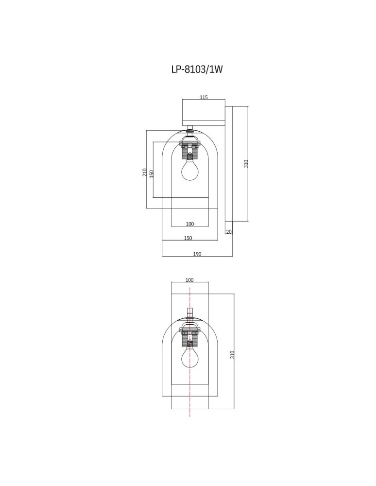 Wall lamps - Light Prestige Elaris wall lamp in amber 1xE27 LP-8103/1W AM - product kolory-swiatla.pl 4