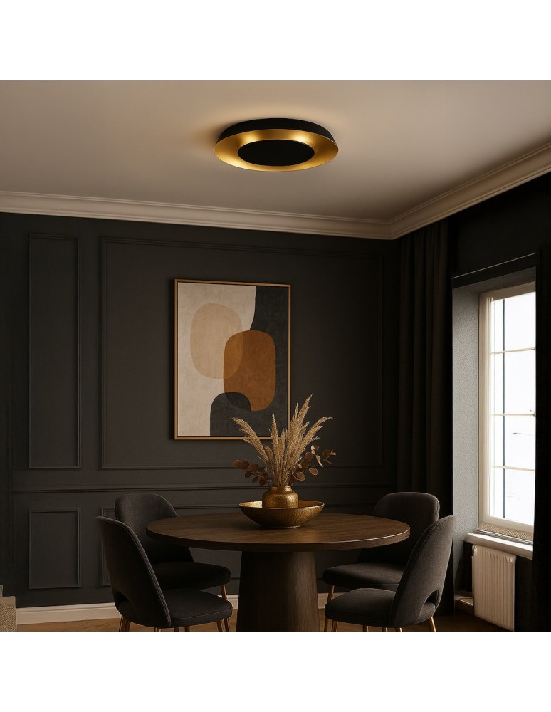 Milagro Lampa sufitowa Piattino Czarny Złoty 30W LED 3000K-4000k-6000K ML1812