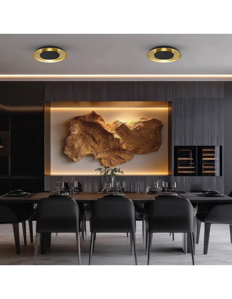 Milagro Lampa sufitowa Piattino Czarny Złoty 30W LED 3000K-4000k-6000K ML1812