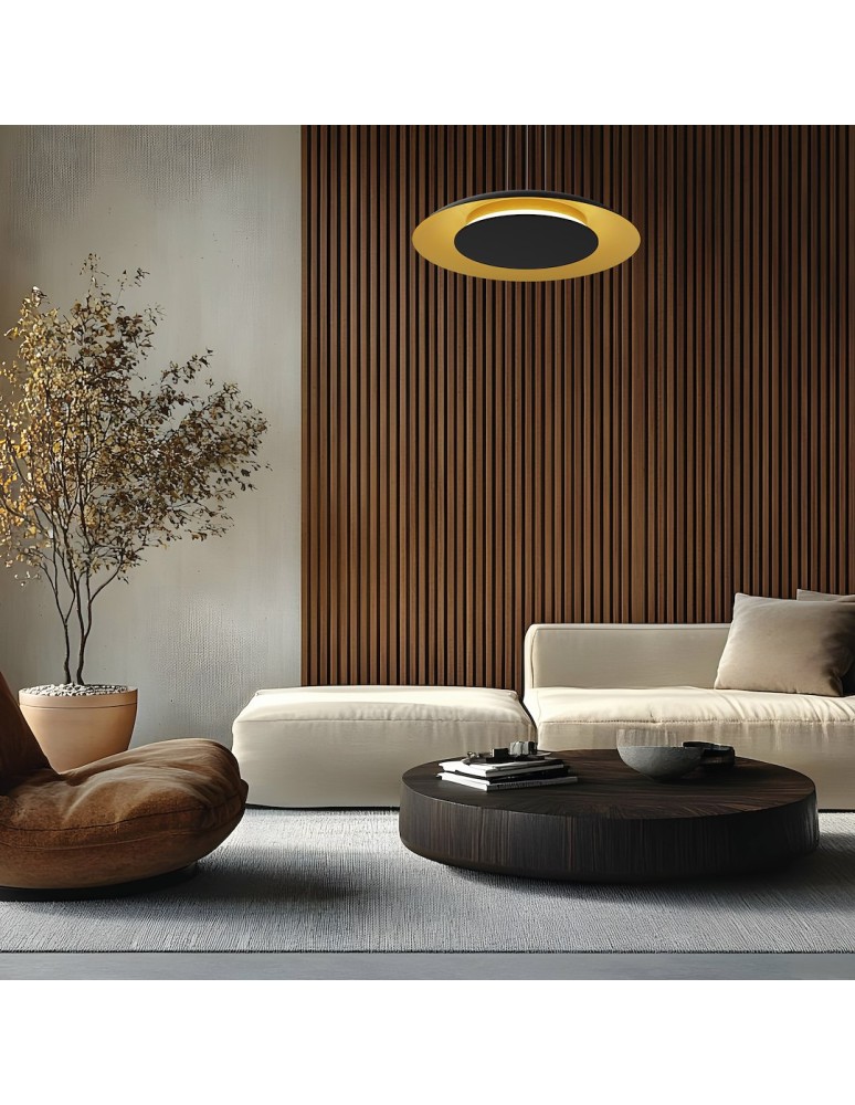 Milagro Lampa wisząca Piattino Czarny Złoty 30W LED 3000K-4000k-6000K ML1815