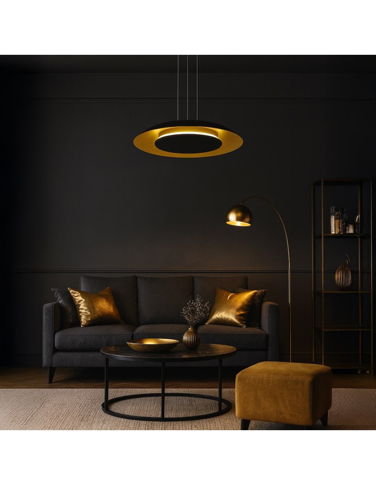 Milagro Lampa wisząca Piattino Czarny Złoty 30W LED 3000K-4000k-6000K ML1815
