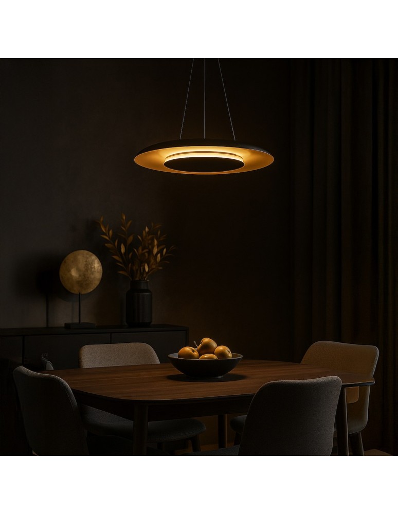 Milagro Lampa wisząca Piattino Czarny Złoty 30W LED 3000K-4000k-6000K ML1815