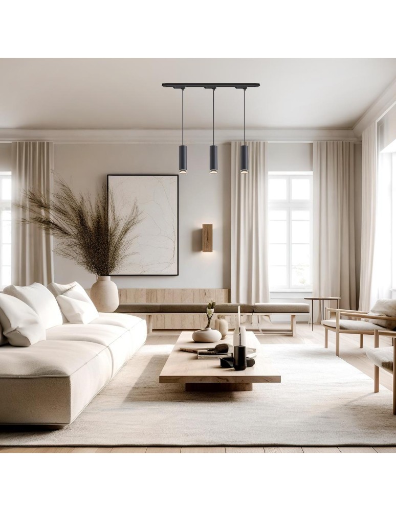 Milagro Zestaw Oprawa Pipe Ring Track Zwis Czarny 3xGU10 1m ML2079