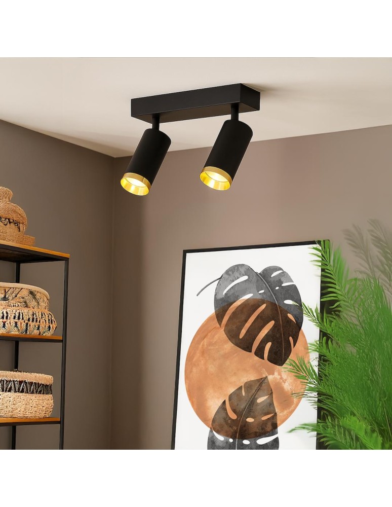 Milagro Oprawa Mica Spot Czarny + Złoty 2xGU10 ML2096