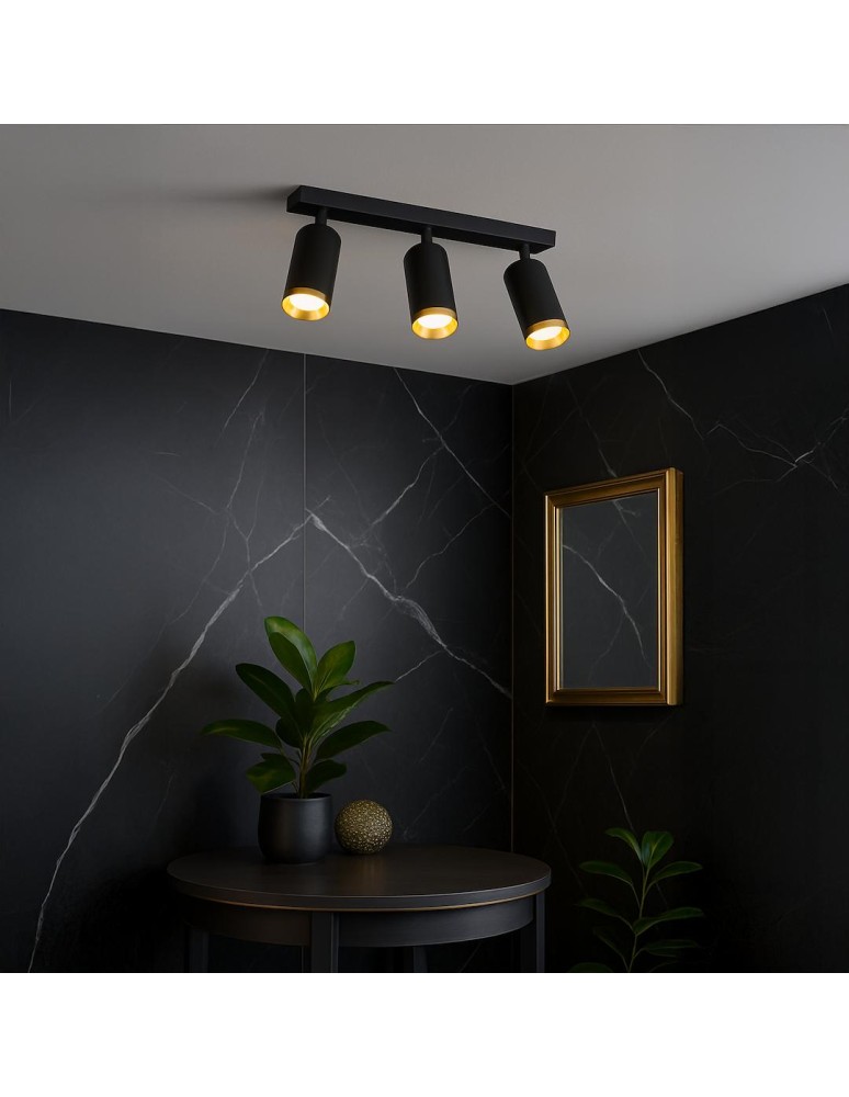 Milagro Oprawa Mica Spot Czarny + Złoty 3xGU10 ML2098