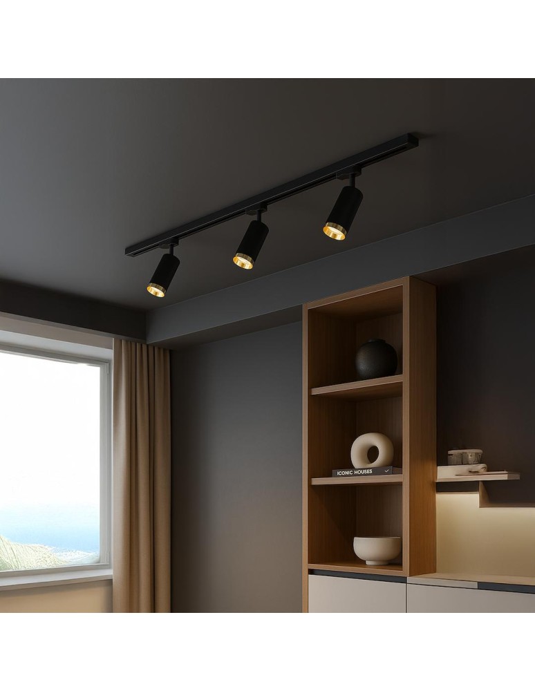 Milagro Zestaw Oprawa Mica Track Czarny + Złoty 3xGU10 1m ML2104