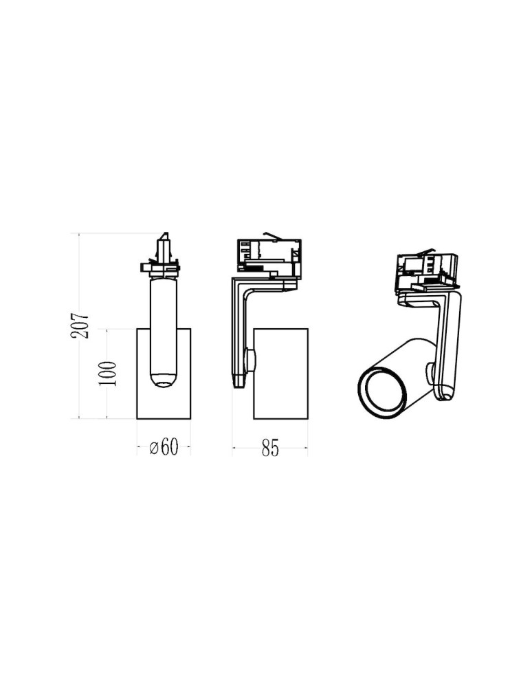 Milagro Oprawa Timor Track Czarny 1xGU10 3-obwodowy ML2283