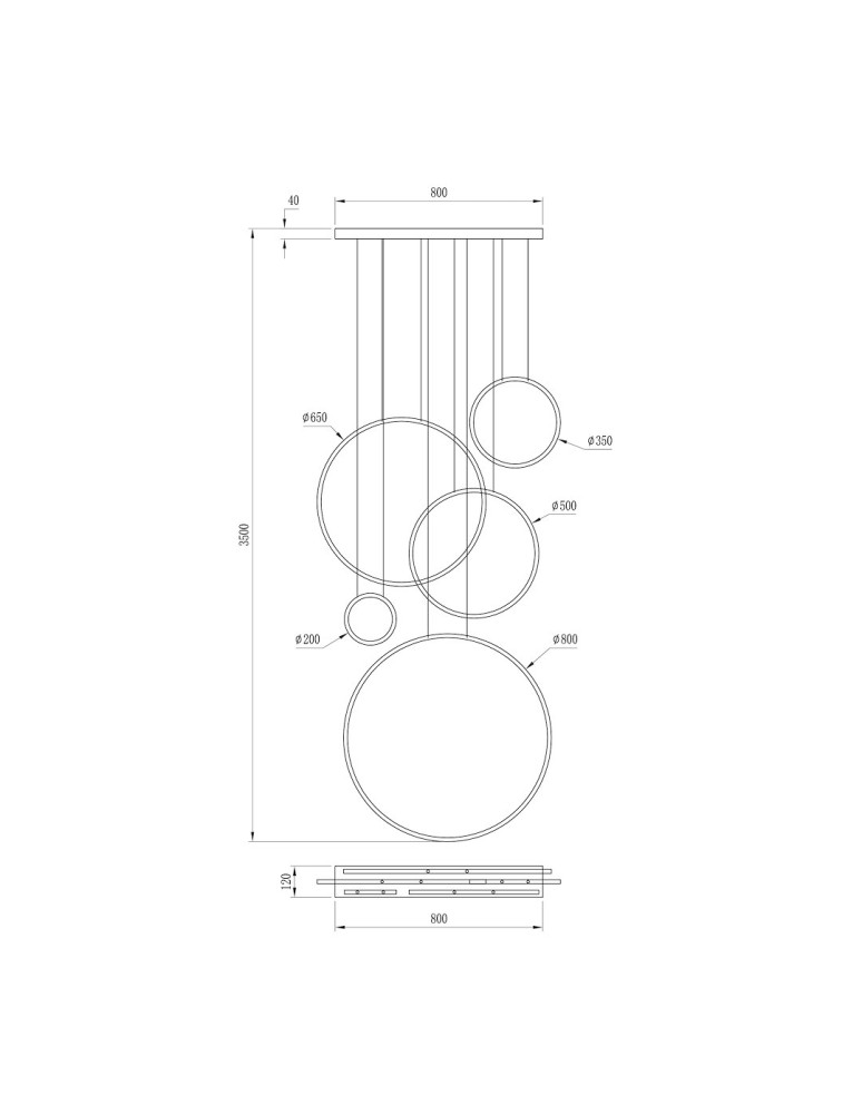 Milagro Lampa wisząca Saturno Black 100W LED mezzanine ML2324