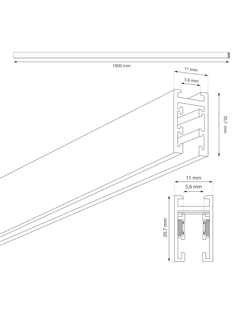 Milagro Szyna natynk magnetic track 5mm 100cm ML2158