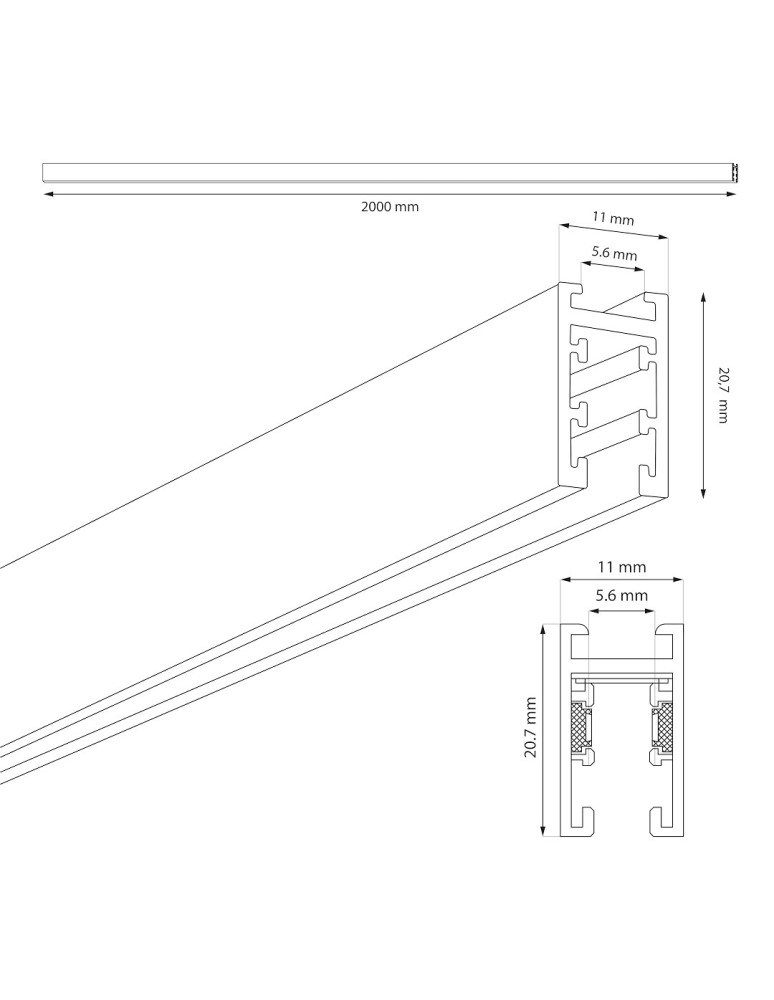 Milagro Szyna natynk magnetic track 5mm 200cm ML2160