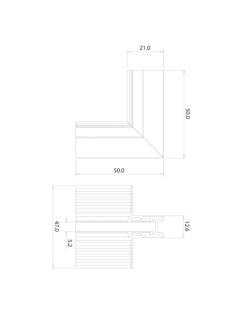Milagro Narożnik podtynk L góra dół magnetic track 5mm ML2322