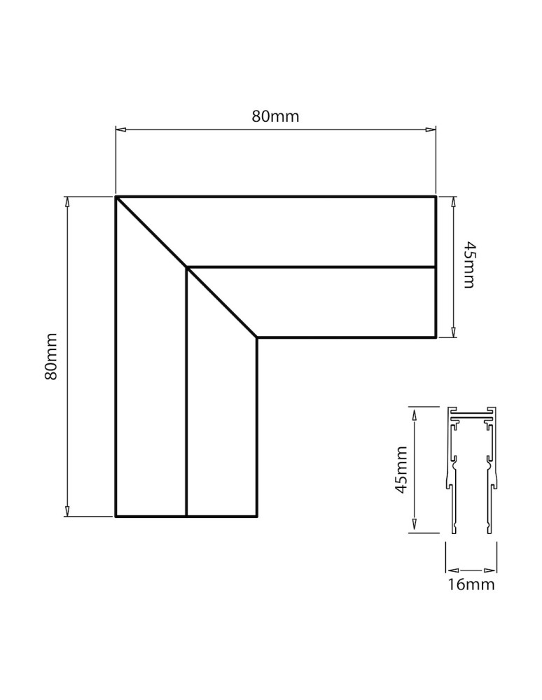 Milagro Narożnik natynk L góra dół magnetic track 10mm ML2183