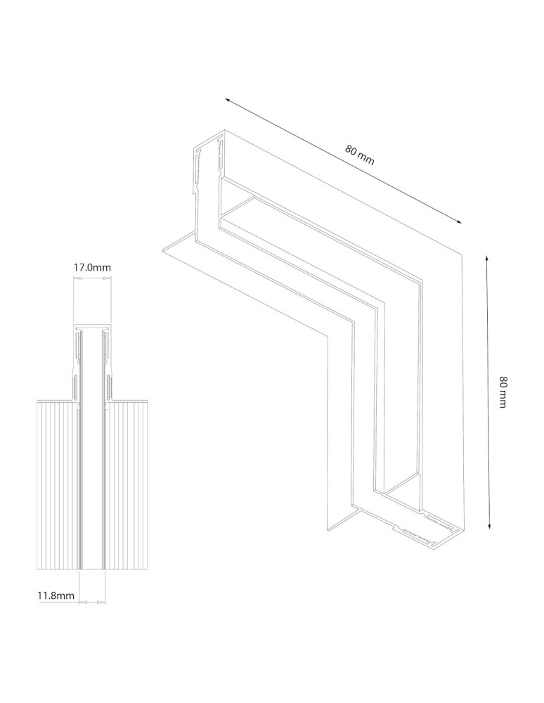Milagro Narożnik podtynk góra dół magnetic track 10mm ML2187