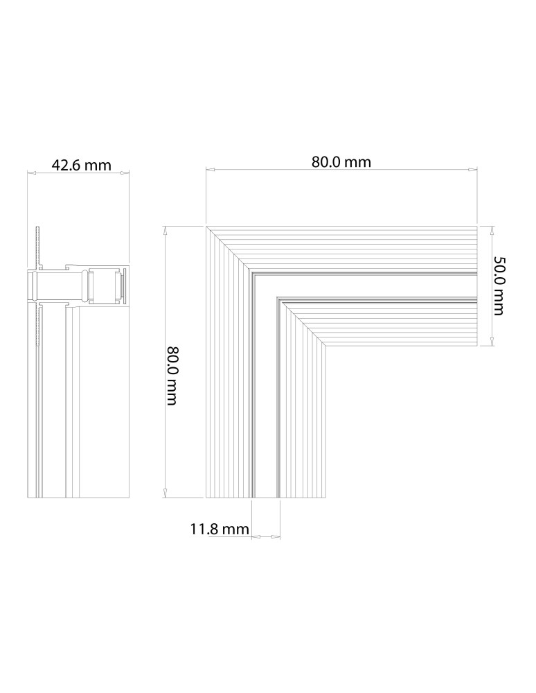 Milagro Narożnik podtynk L bok magnetic track 10mm ML2188