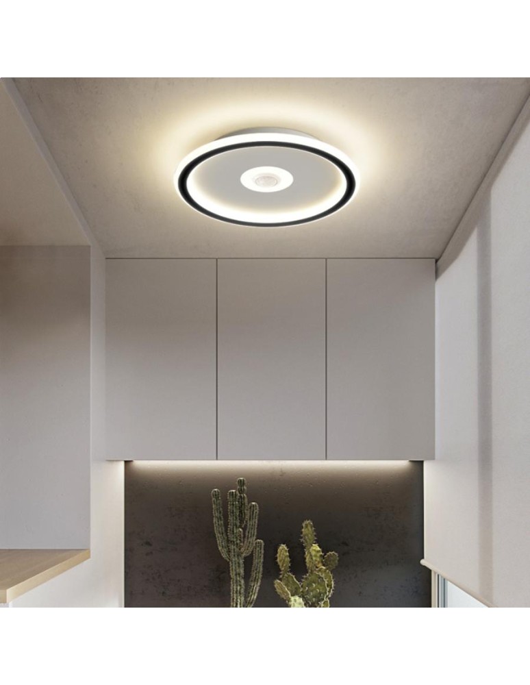 Abigali Plafon LED okrągły Slim Motion z regulowanym czujnikiem ruchu PIR 4000K czarny