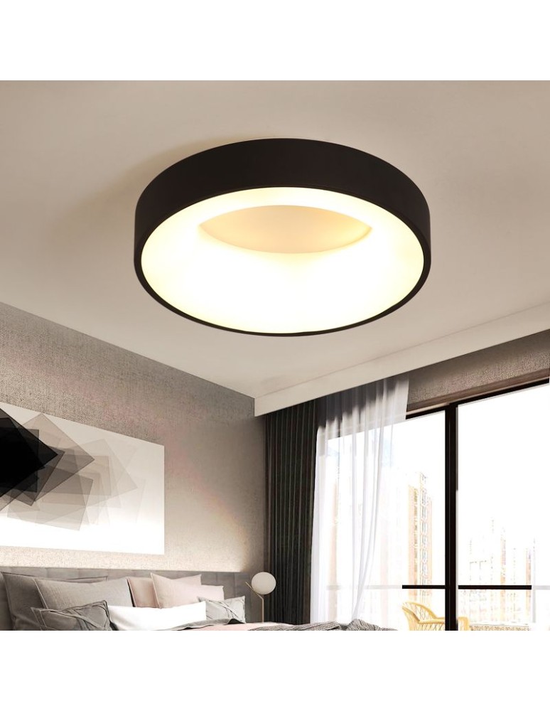 Abigali Plafon LED okrągły czarny 450*110mm 20W - trzy barwy, ściemnialny - Pilot