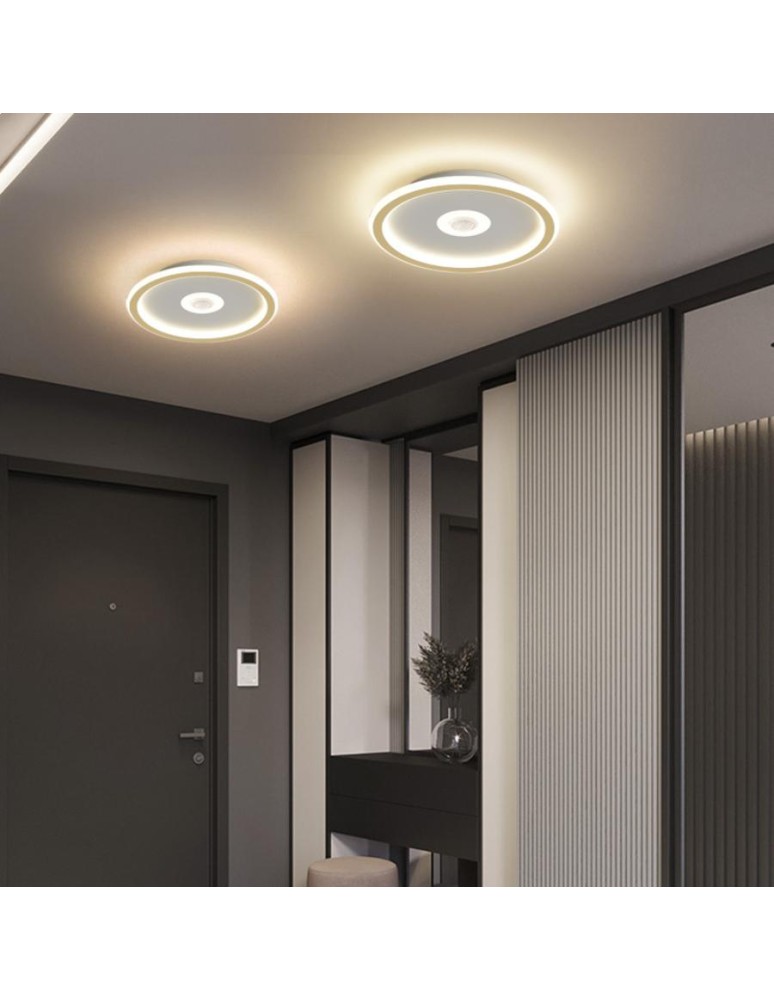 Abigali Plafon LED okrągły Slim Motion z regulowanym czujnikiem ruchu PIR 3000K złoty