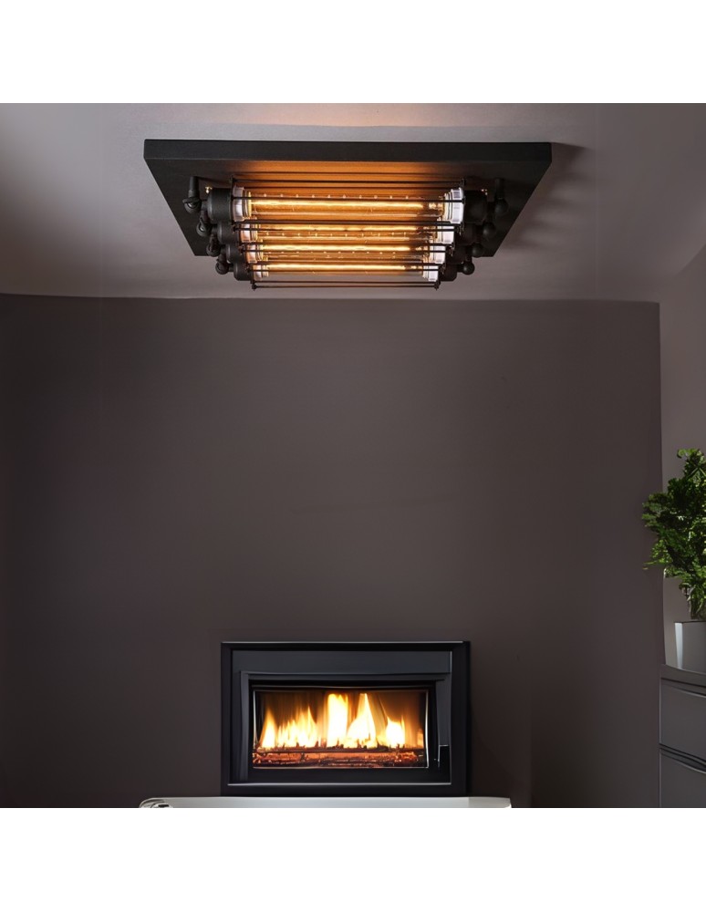 Abigali Loftowy Plafon Retro 4, czarny 4xE27