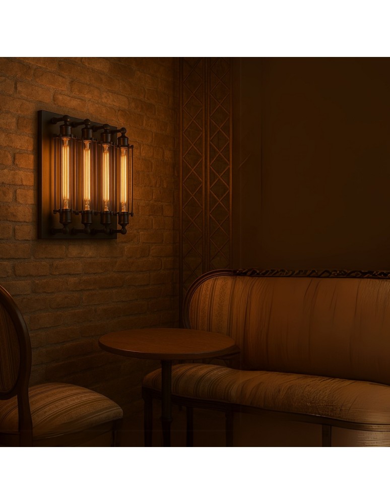 Abigali Loftowy Plafon Retro 4, czarny 4xE27