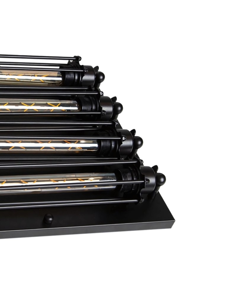 Abigali Loftowy Plafon Retro 4, czarny 4xE27