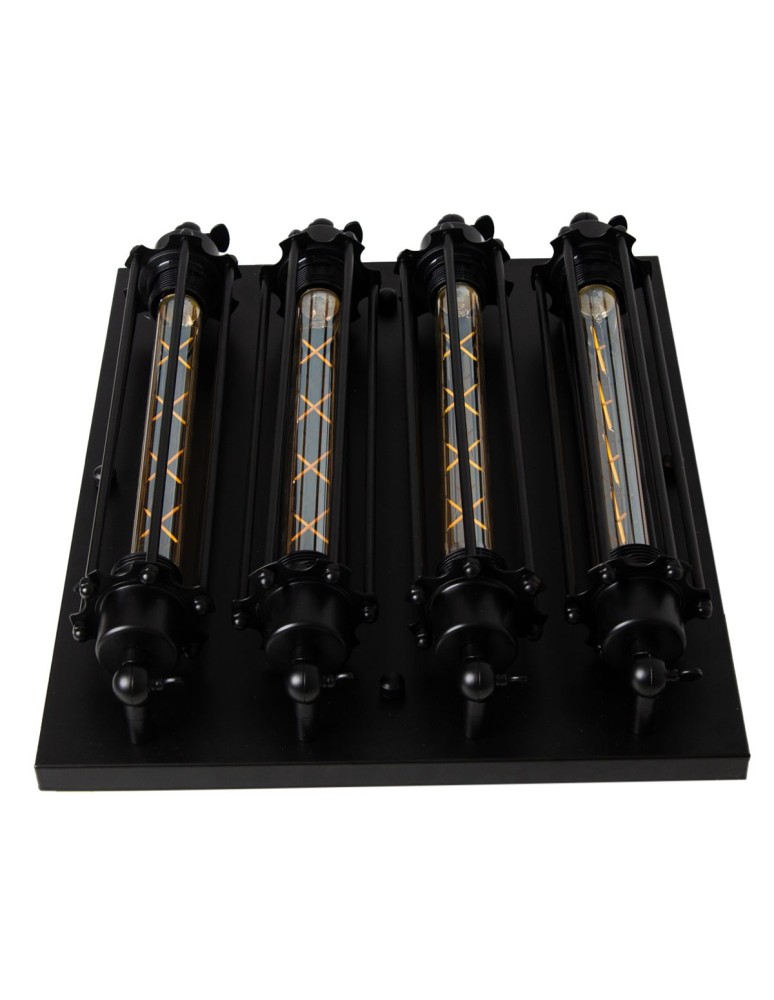 Abigali Loftowy Plafon Retro 4, czarny 4xE27