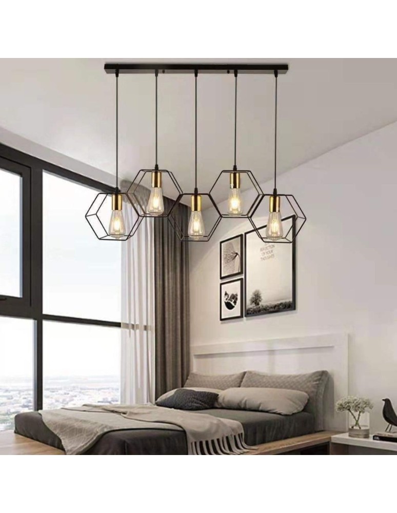 Loft pendant lamps - Abigali Honey pendant lamp LWH-5XE27, black 5xE27 - product kolory-swiatla.pl 5