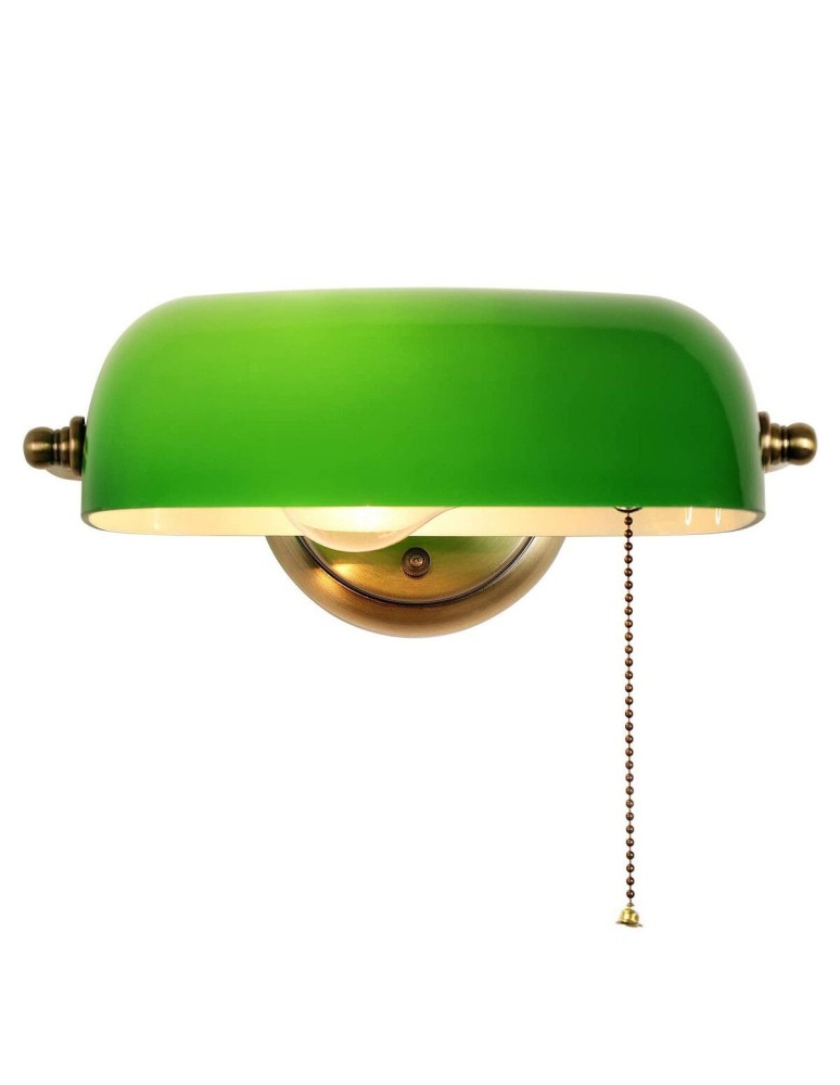 Abigali Kinkiet Bankierka E27 vintage zielony BANKER-K-G-E27