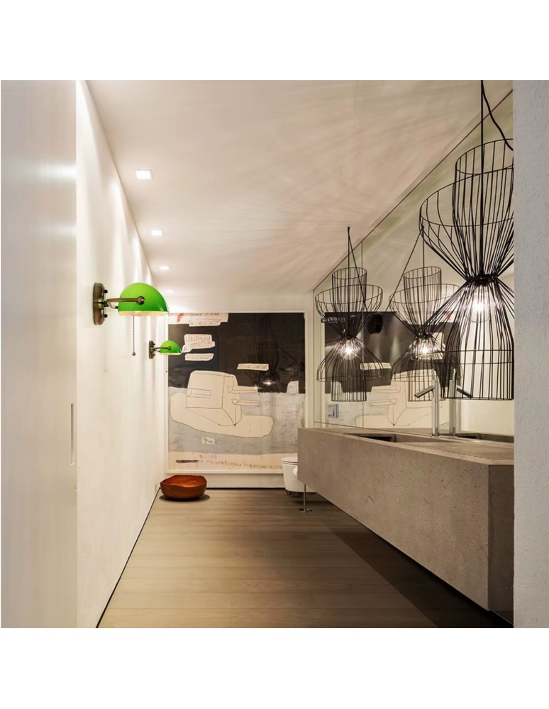 Abigali Kinkiet Bankierka E27 vintage zielony BANKER-K-G-E27