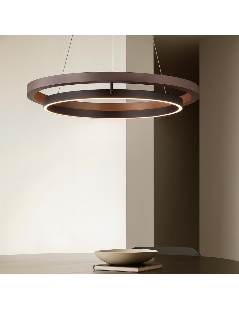Abigali Lampa wisząca Plato 38W ring nowoczesna brązowy/czarny