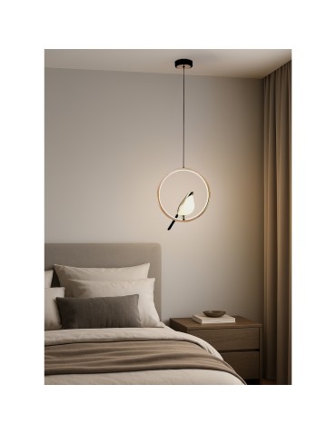 Abigali Bird 18W round pendant lamp with bird modern gold - product 2