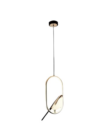 Abigali Bird 18W oval pendant lamp with bird modern gold