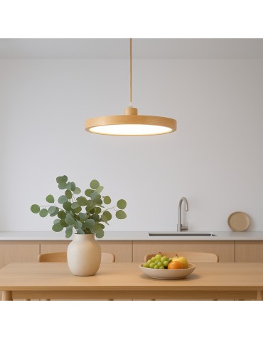 Abigali Woody 18W wooden round pendant lamp - product 2