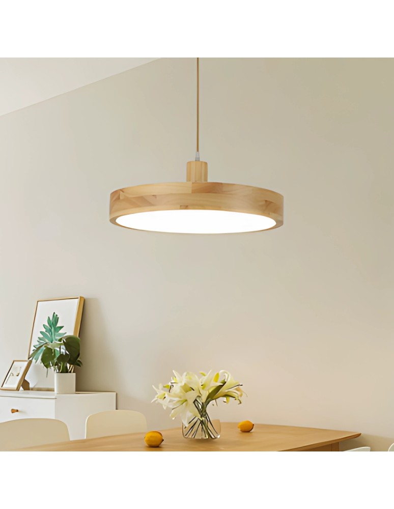 Abigali Lampa wisząca Woody 18W drewniana okrągła