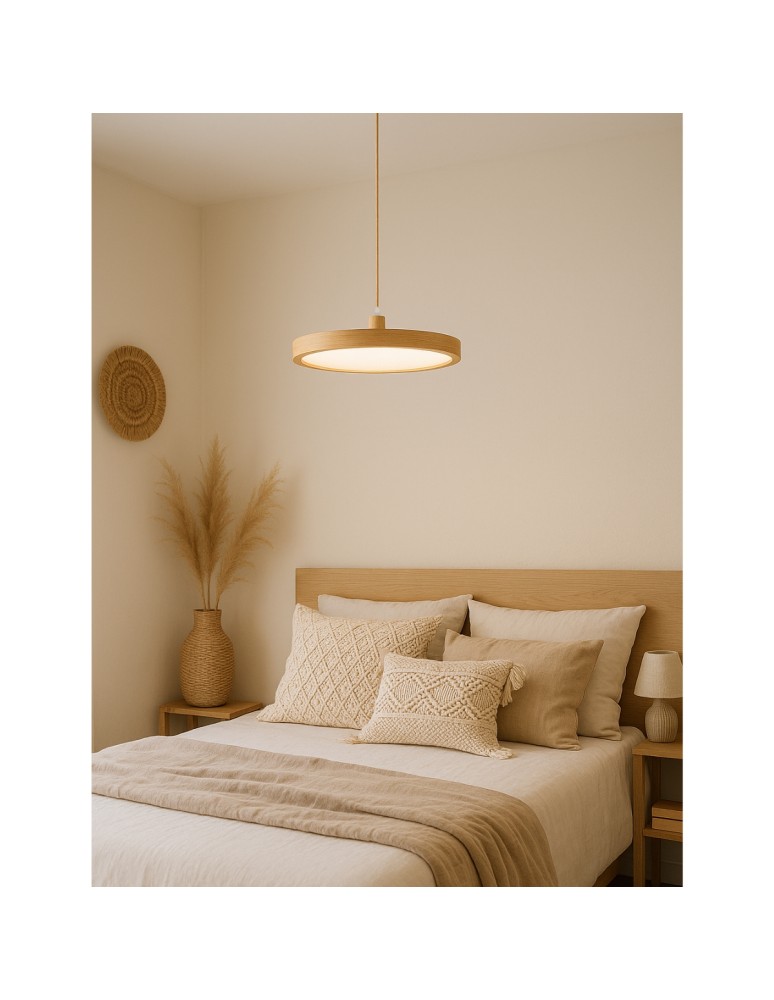 Abigali Lampa wisząca Woody 18W drewniana okrągła