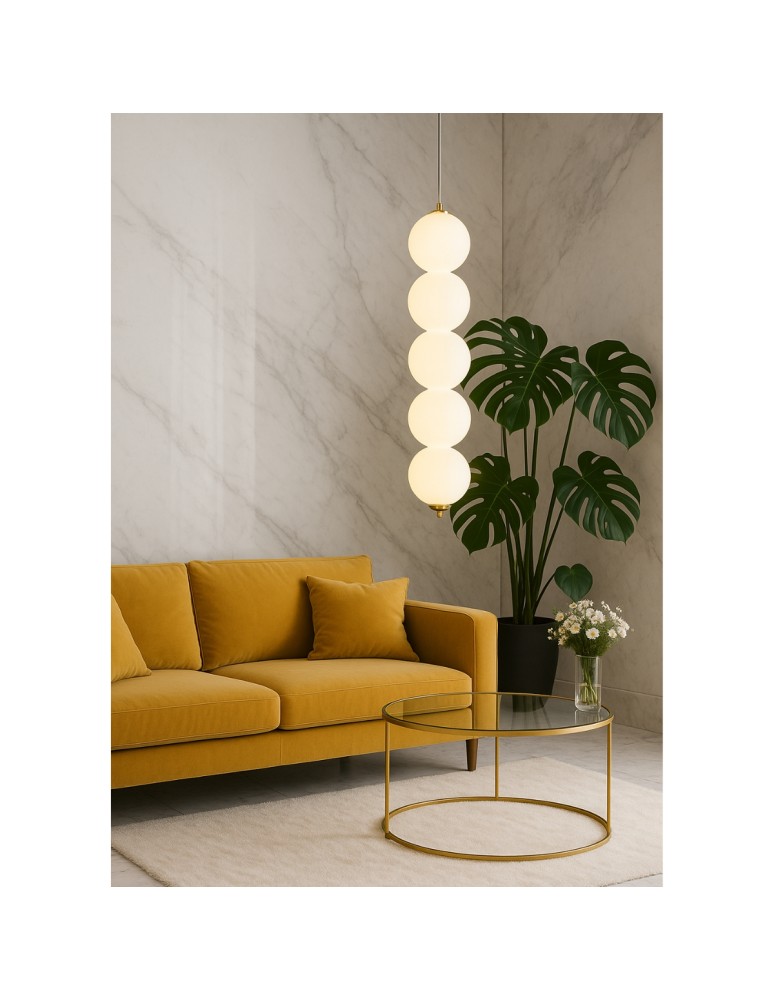 Abigali Lampa wisząca Pontti5 15W złoty/mleczne kule